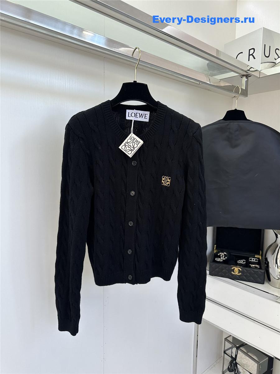 L0ew* anagram cable-knit cotton cardigan