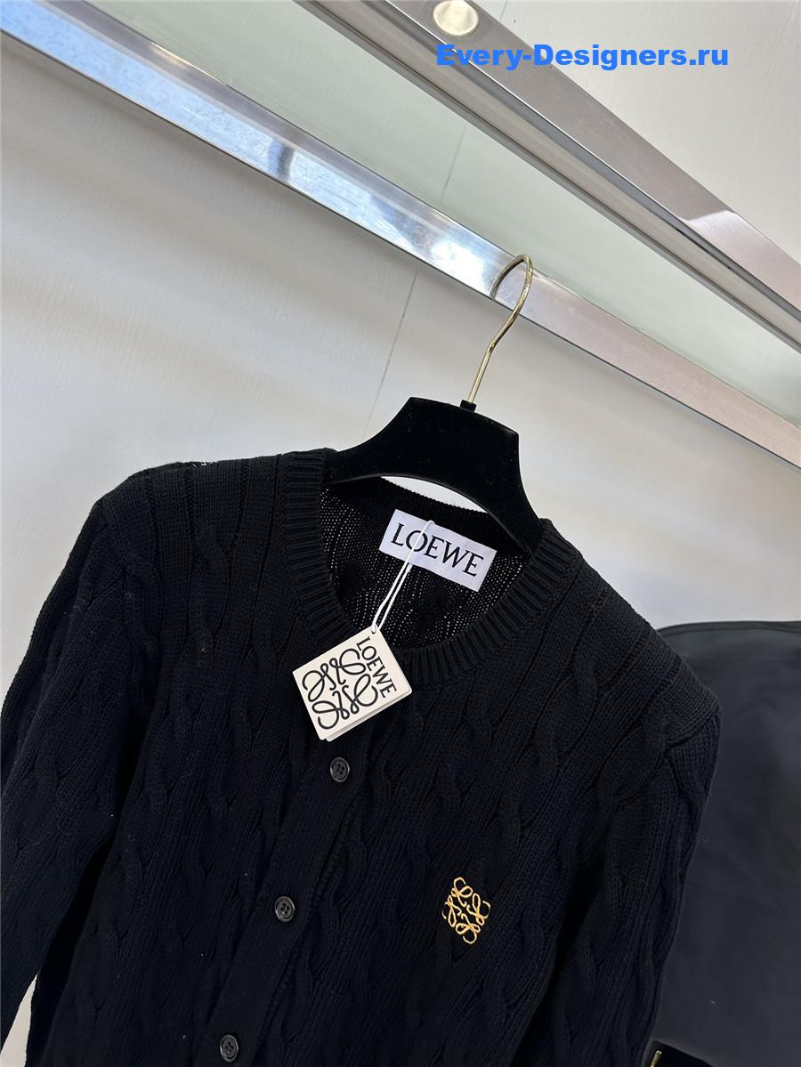 L0ew* anagram cable-knit cotton cardigan