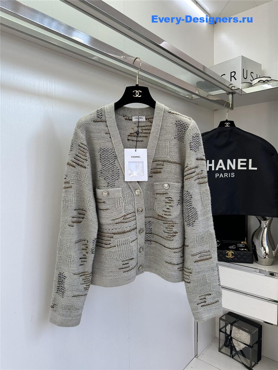 Ch**el dark gray wool cashmere cardigan