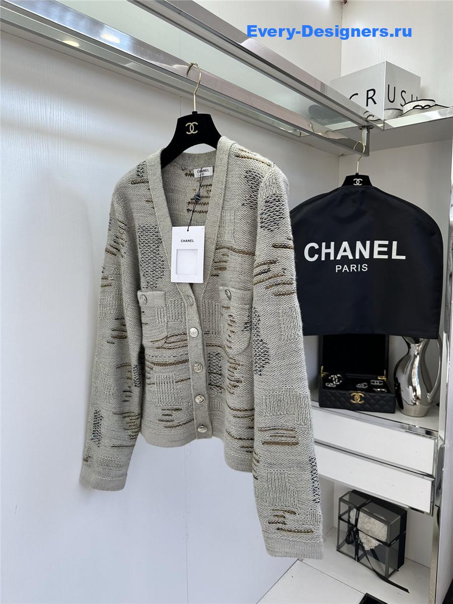 Ch**el dark gray wool cashmere cardigan