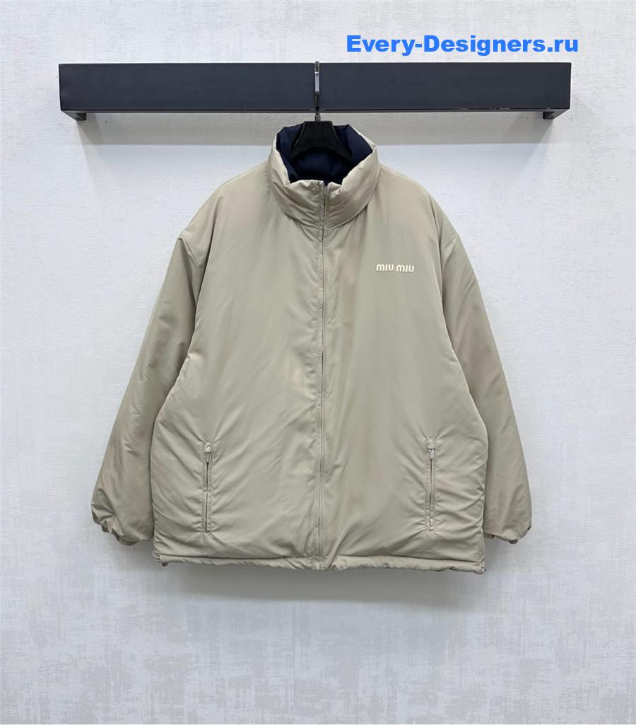 Miu Miu Blue Reversible Technical Pongé Down Jacket