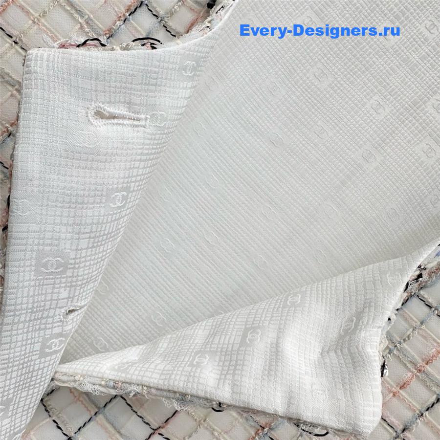 Ch**el white multicolor tweed dress