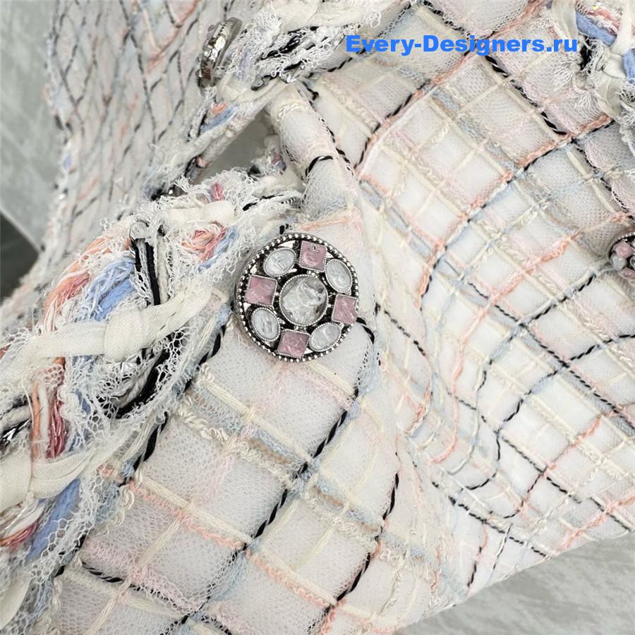 Ch**el white multicolor tweed dress