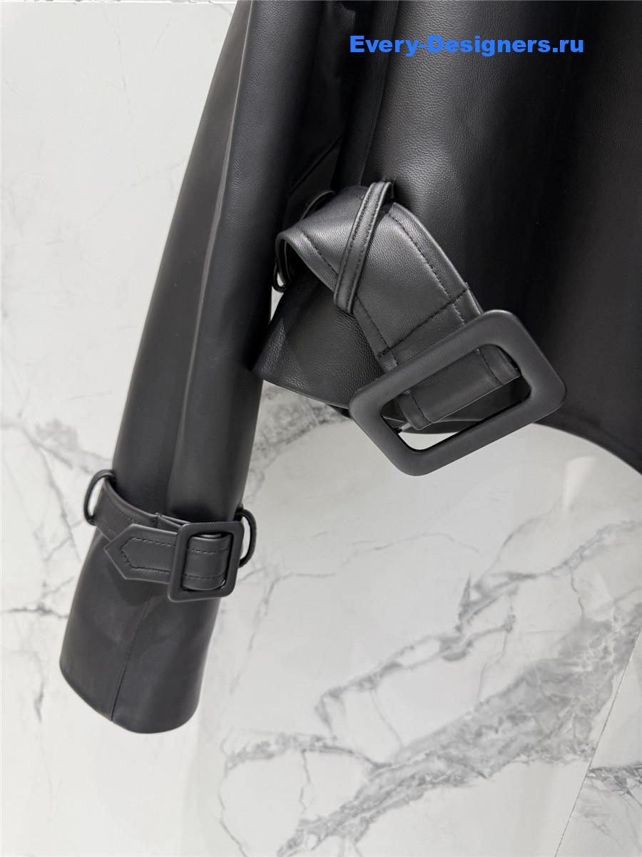 Sa1nt Lau*nt black short suede trench coat