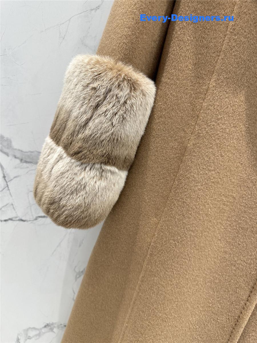 F**di real rex rabbit fur collar long trench coat