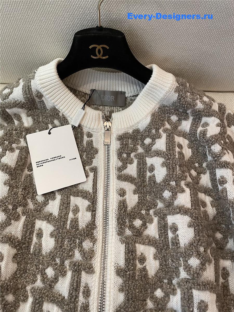 D10r oblique white wool cardigan