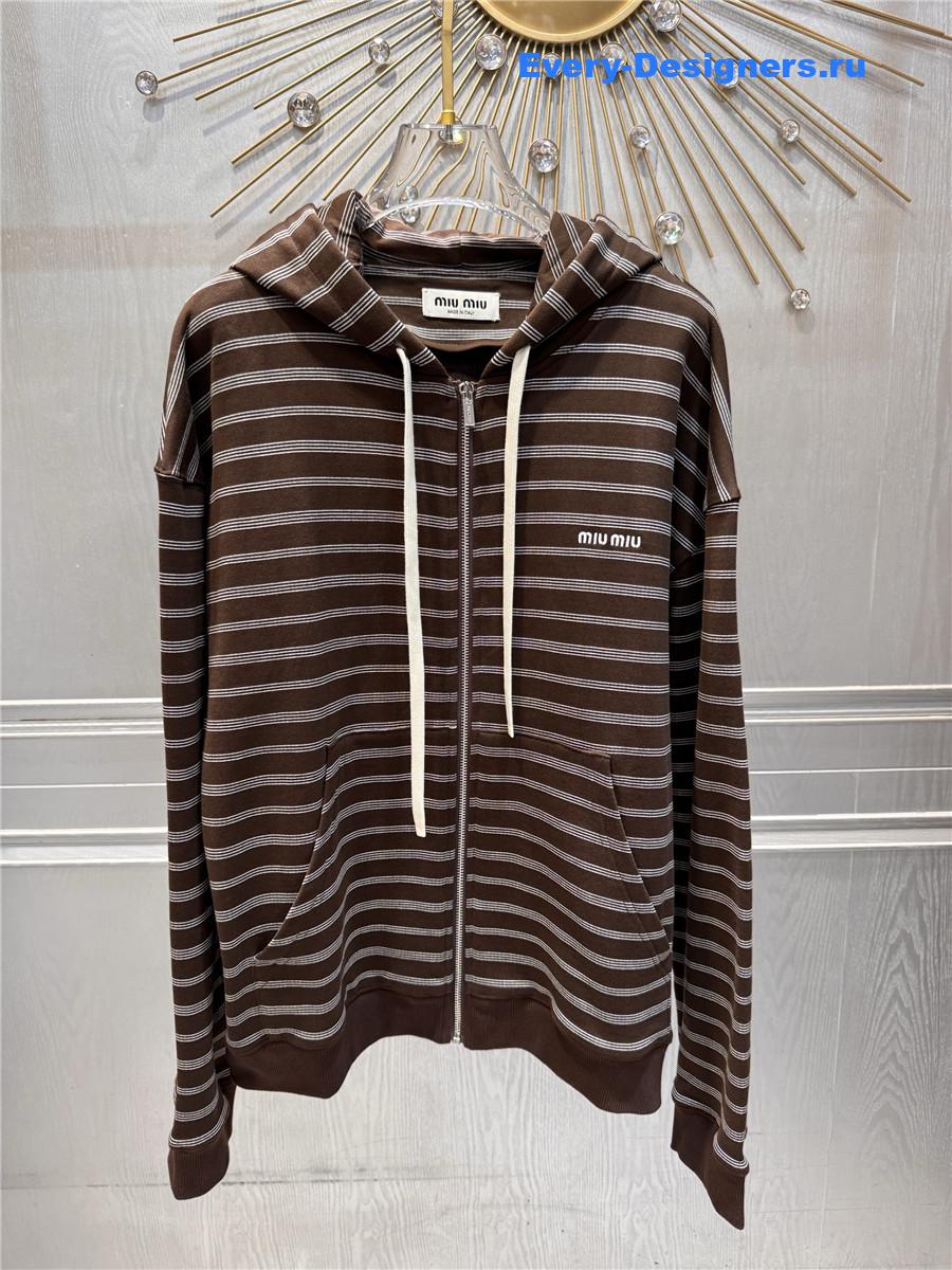 Miu Miu Hooded Zip-up Sweatshirt