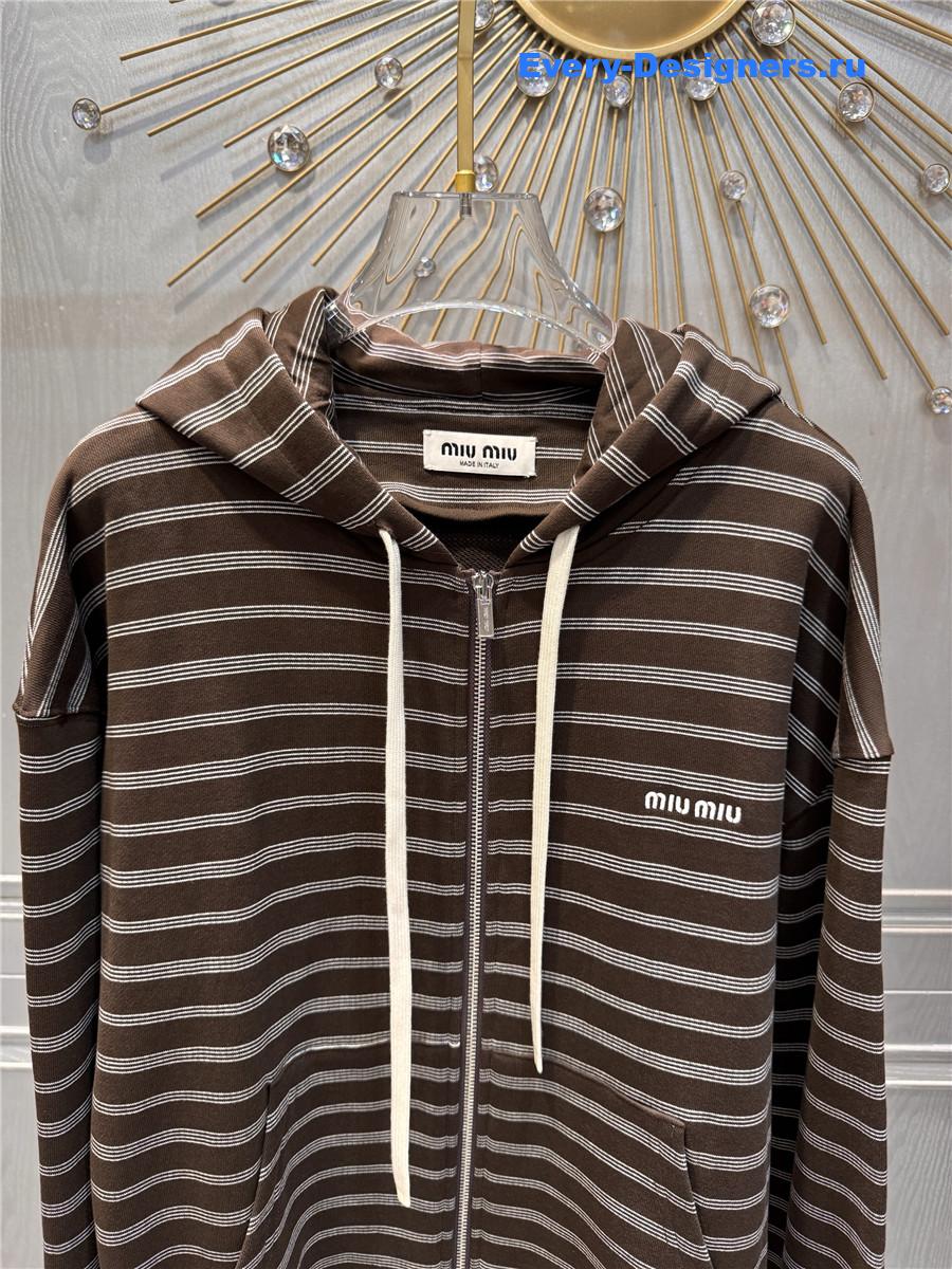 Miu Miu Hooded Zip-up Sweatshirt