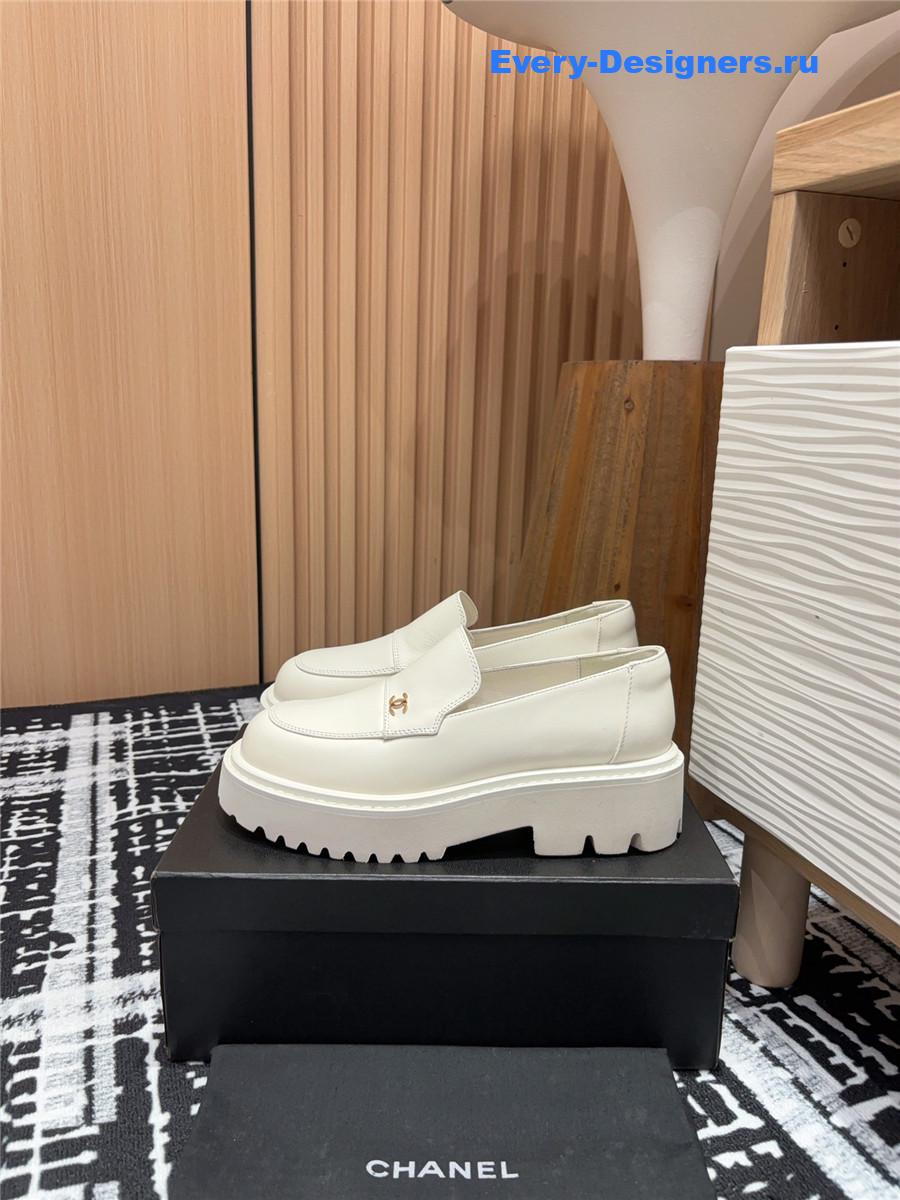 Ch**el white lace-up platform loafers