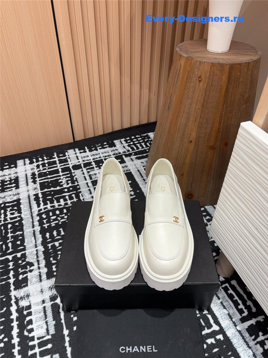 Ch**el white lace-up platform loafers