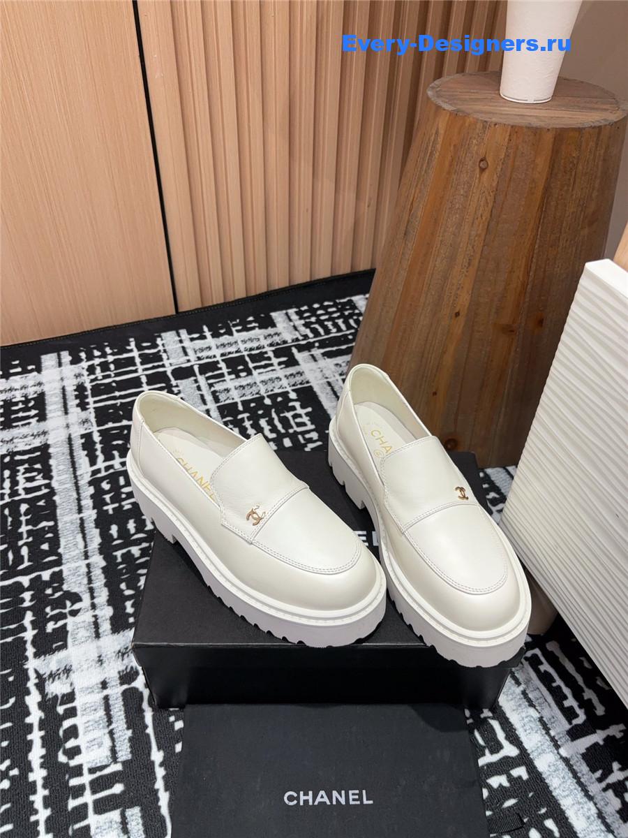 Ch**el white lace-up platform loafers