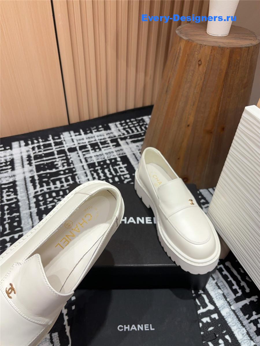 Ch**el white lace-up platform loafers