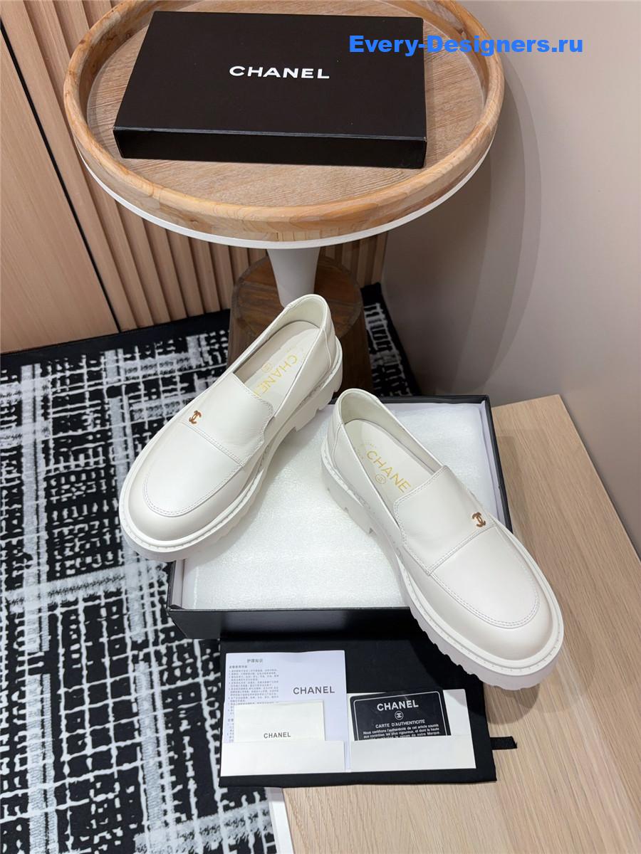 Ch**el white lace-up platform loafers