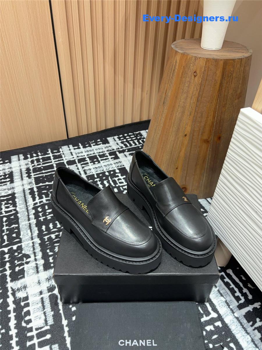 Ch**el black lace-up platform loafers