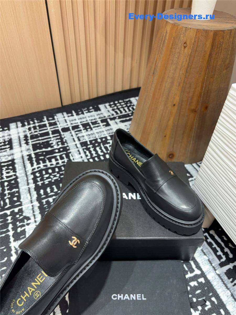 Ch**el black lace-up platform loafers