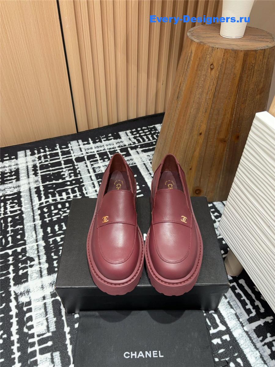 Ch**el burgundy lace-up platform loafers