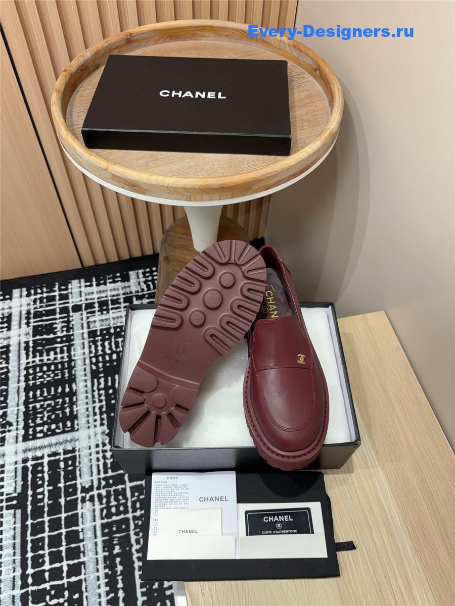 Ch**el burgundy lace-up platform loafers