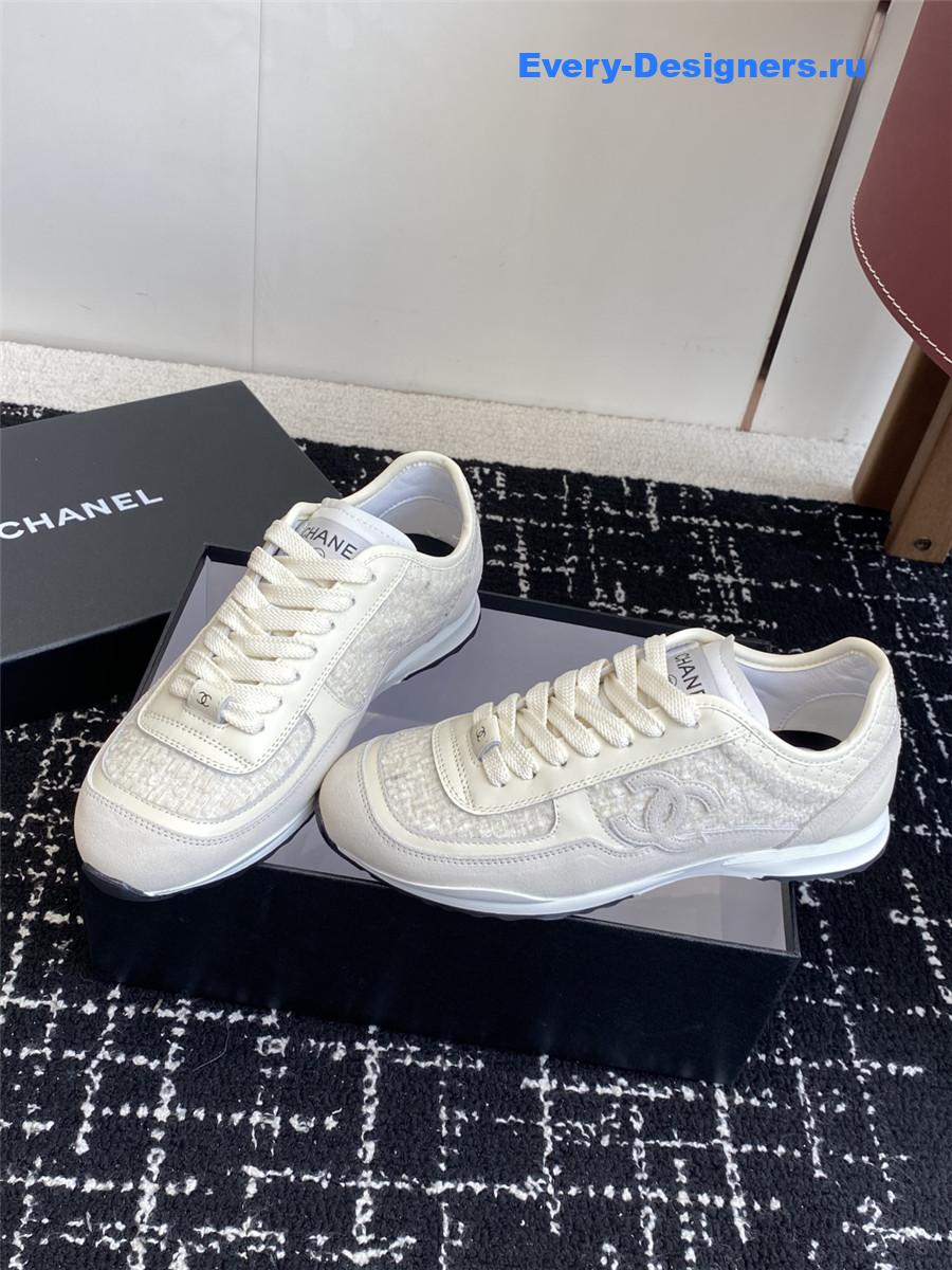 Ch**el white black silver sneakers