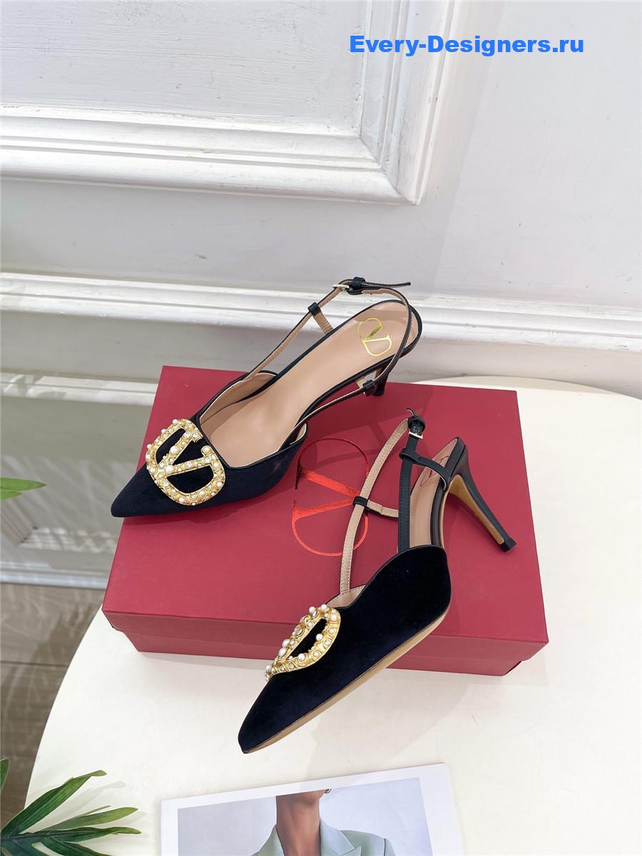 Va1e*ntin0 garavani black satin slingback pumps