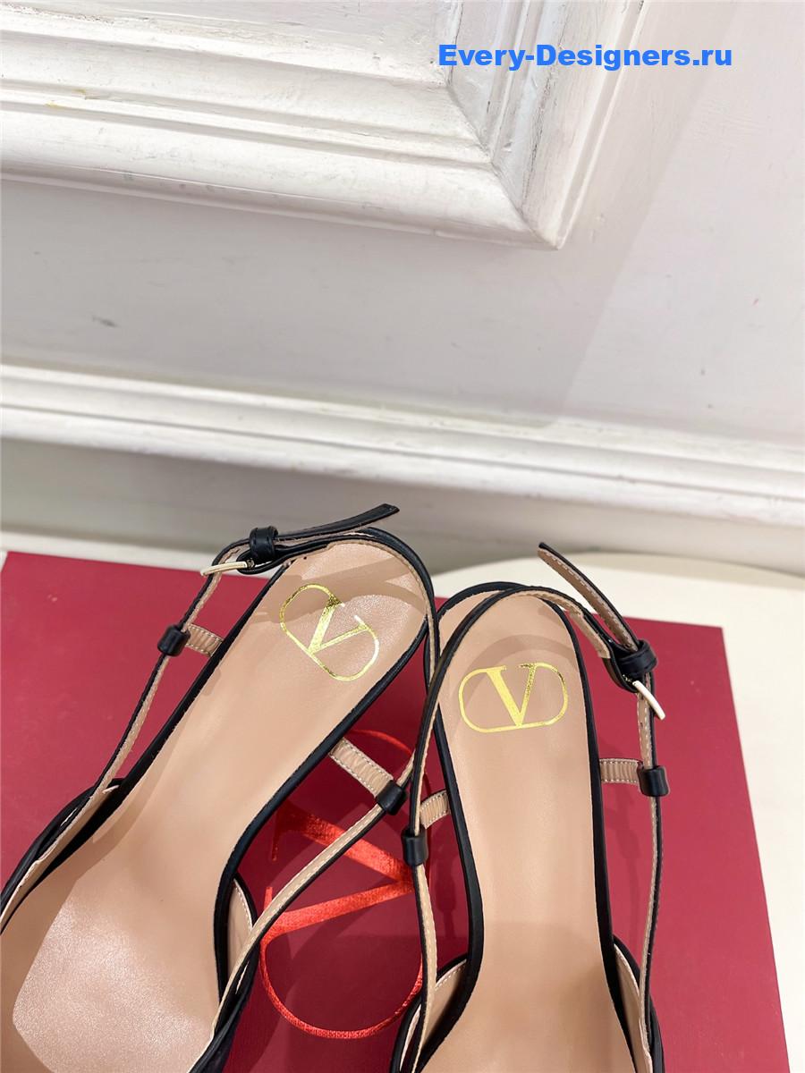 Va1e*ntin0 garavani black satin slingback pumps