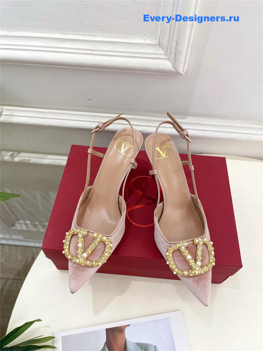 Va1e*ntin0 garavani pink satin slingback pumps