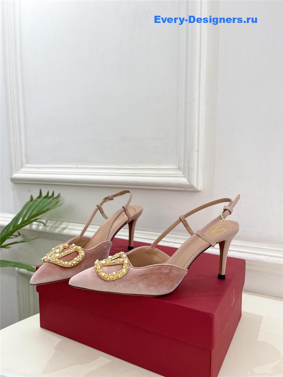 Va1e*ntin0 garavani pink satin slingback pumps