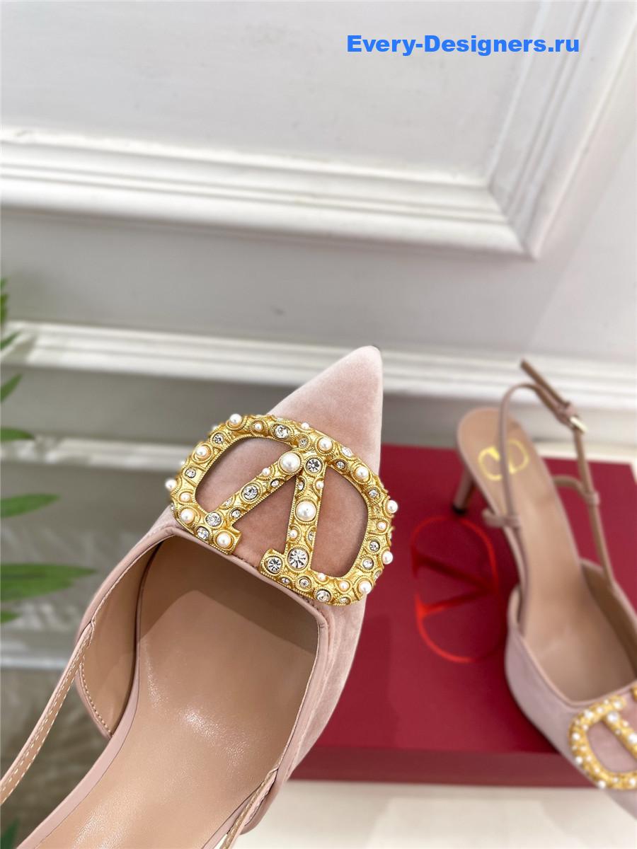 Va1e*ntin0 garavani pink satin slingback pumps