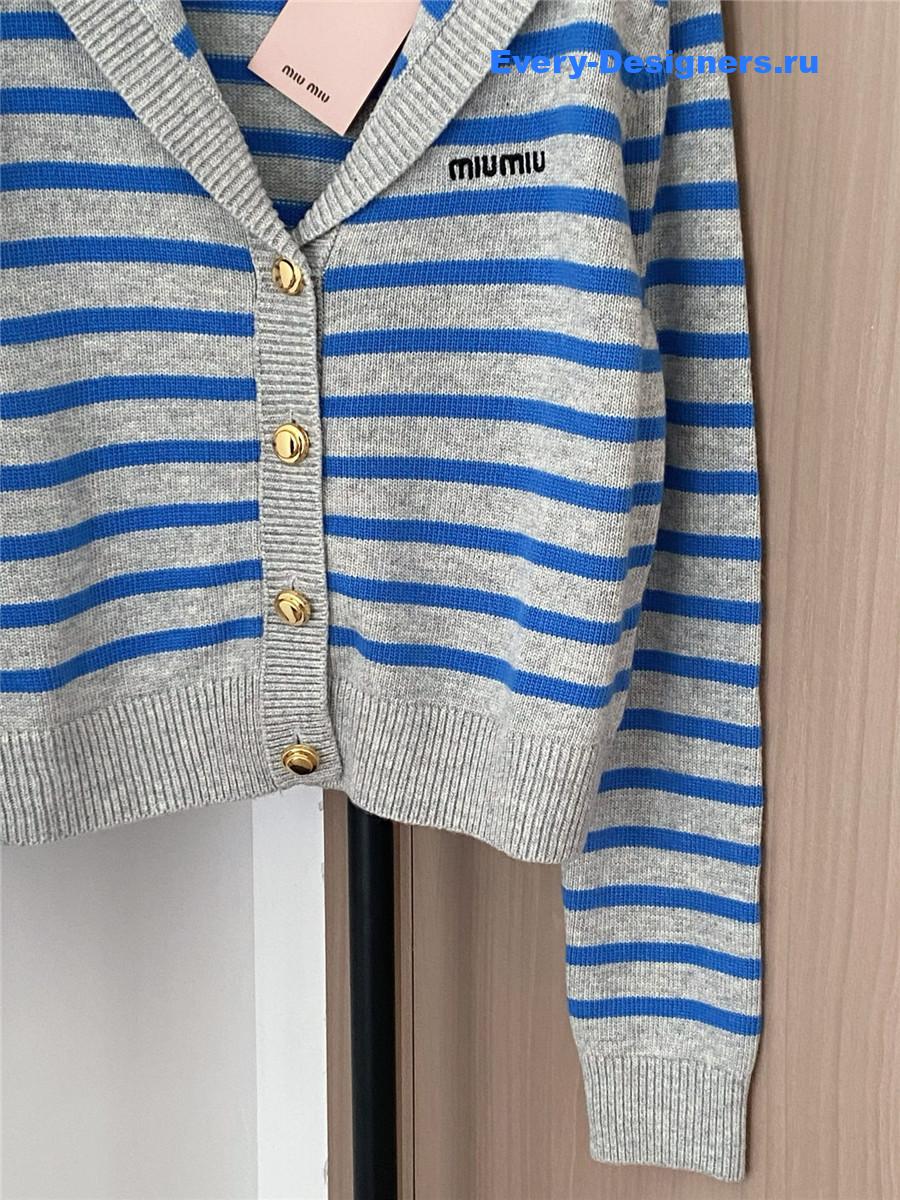 Miu Miu Women Blue White Striped Shirt