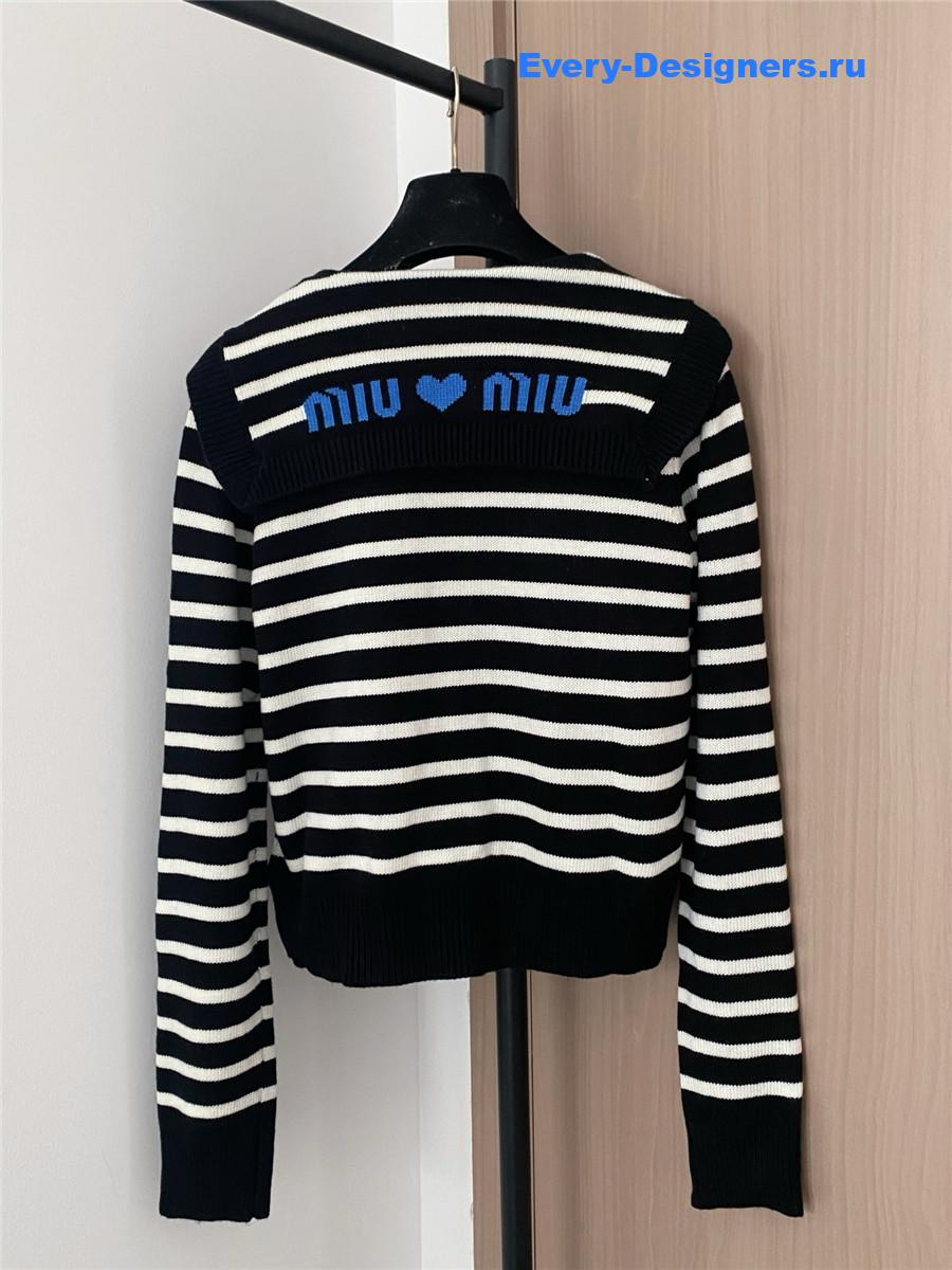 Miu Miu Women Black White Striped Shirt