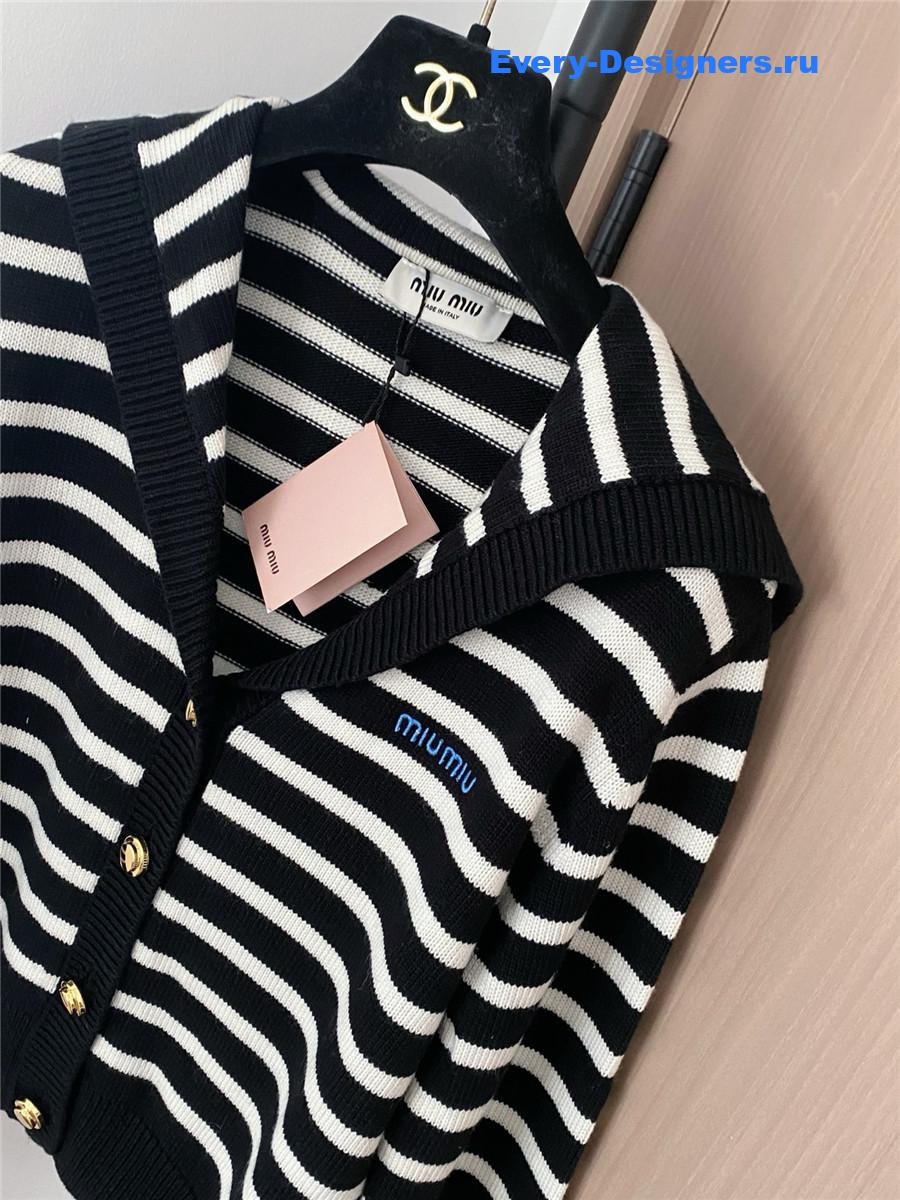 Miu Miu Women Black White Striped Shirt
