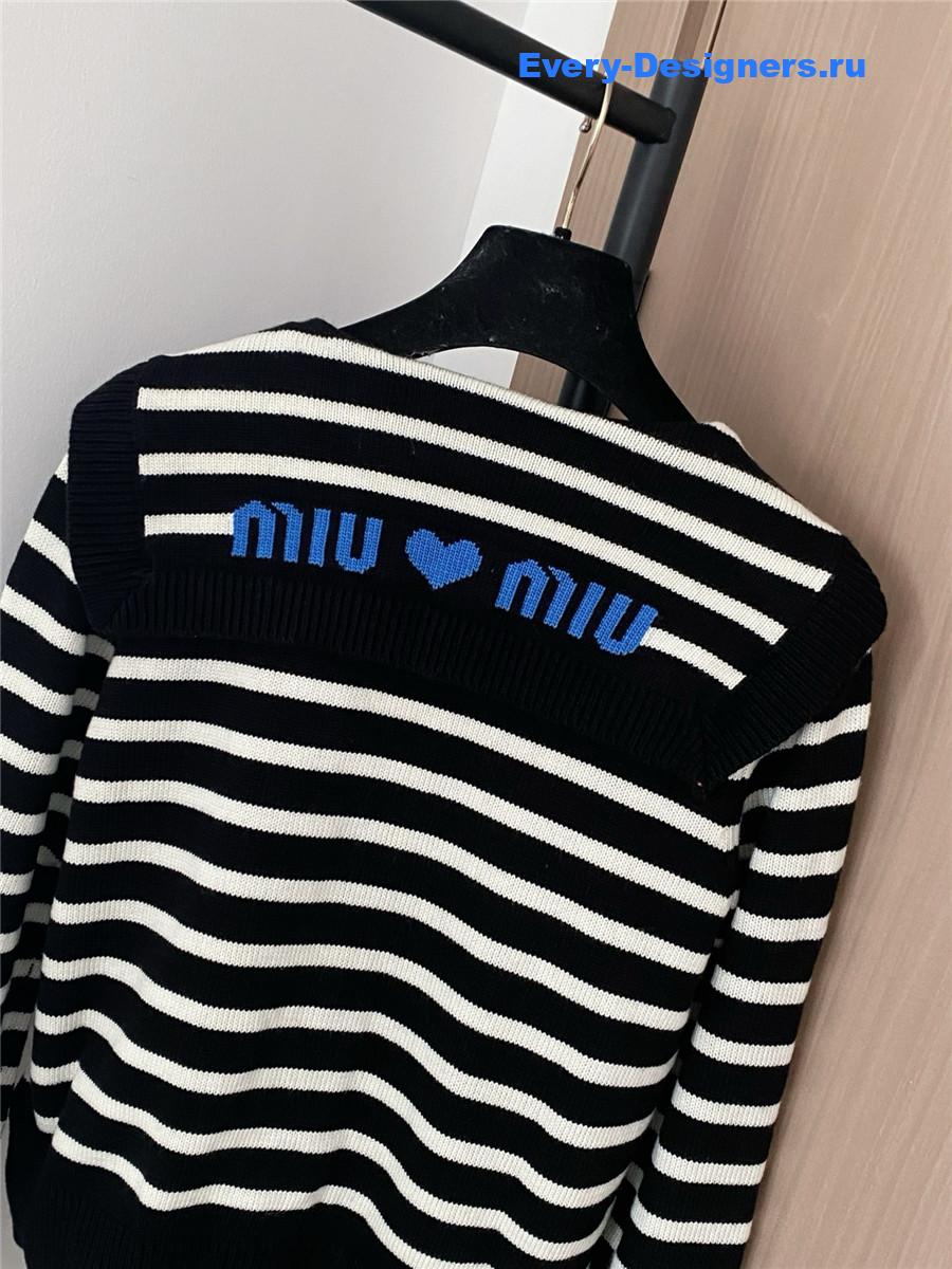 Miu Miu Women Black White Striped Shirt