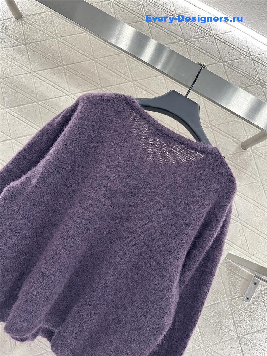 Miu Miu rhinestone purple knitted cardigan