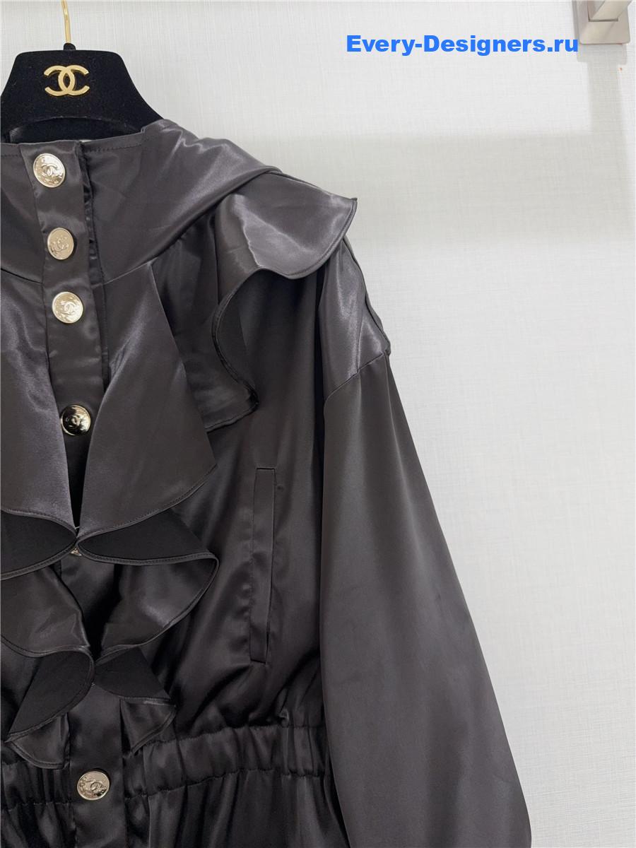 Ch**el black silk satin parka