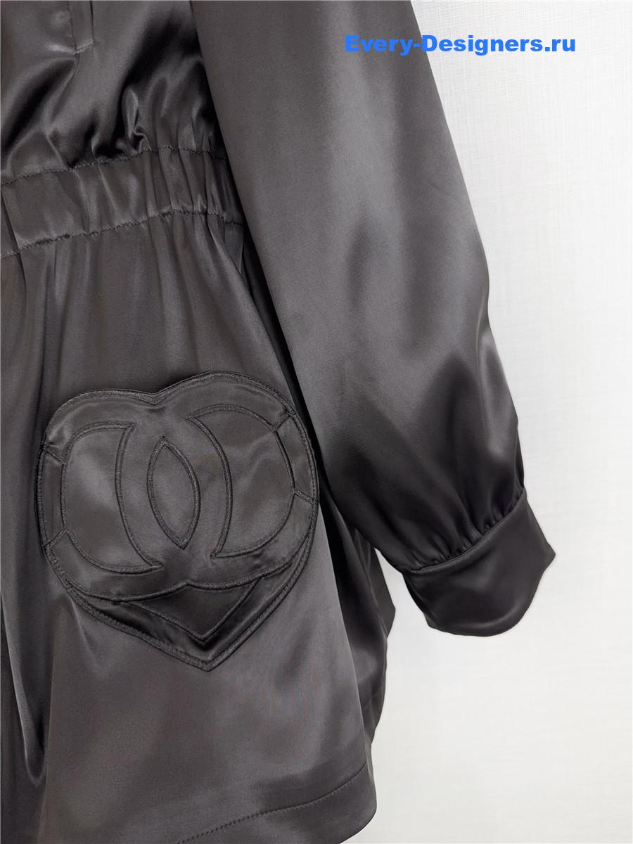 Ch**el black silk satin parka