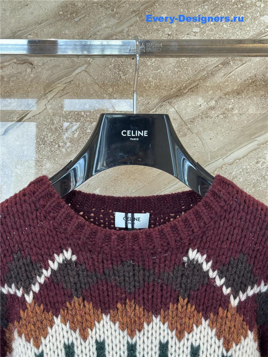 Ce1i*e fair isle jacquard wool crewneck sweater