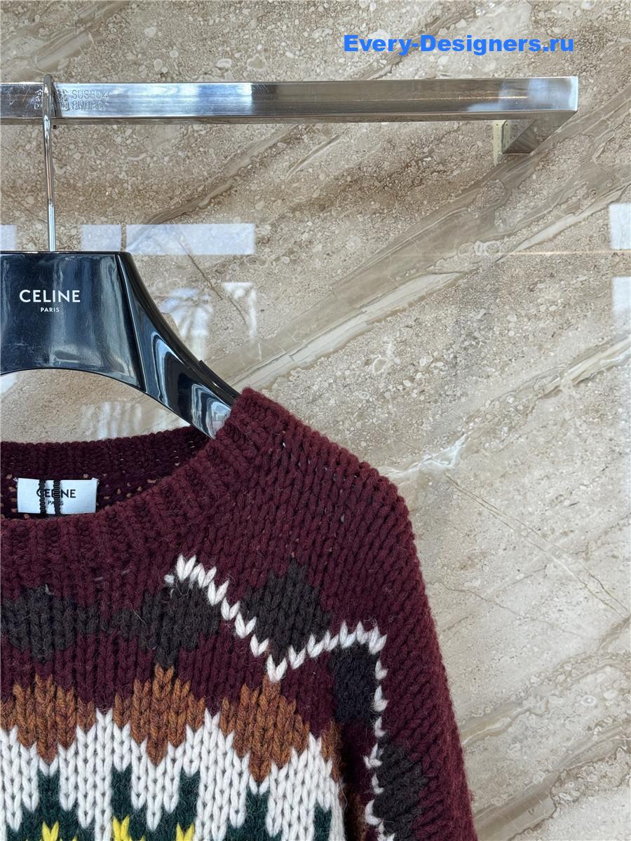 Ce1i*e fair isle jacquard wool crewneck sweater
