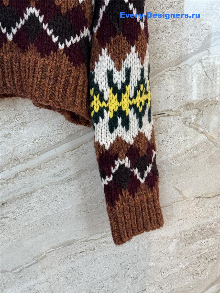 Ce1i*e fair isle jacquard wool crewneck sweater