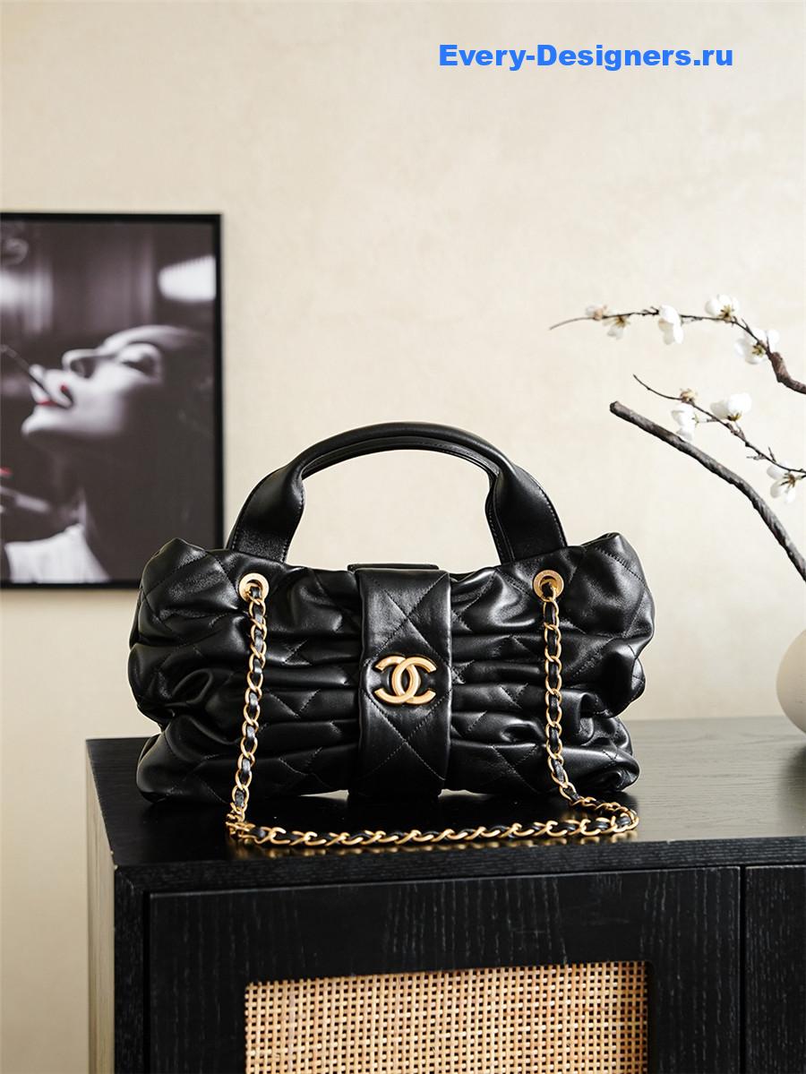 Ch**el black lambskin bow bag