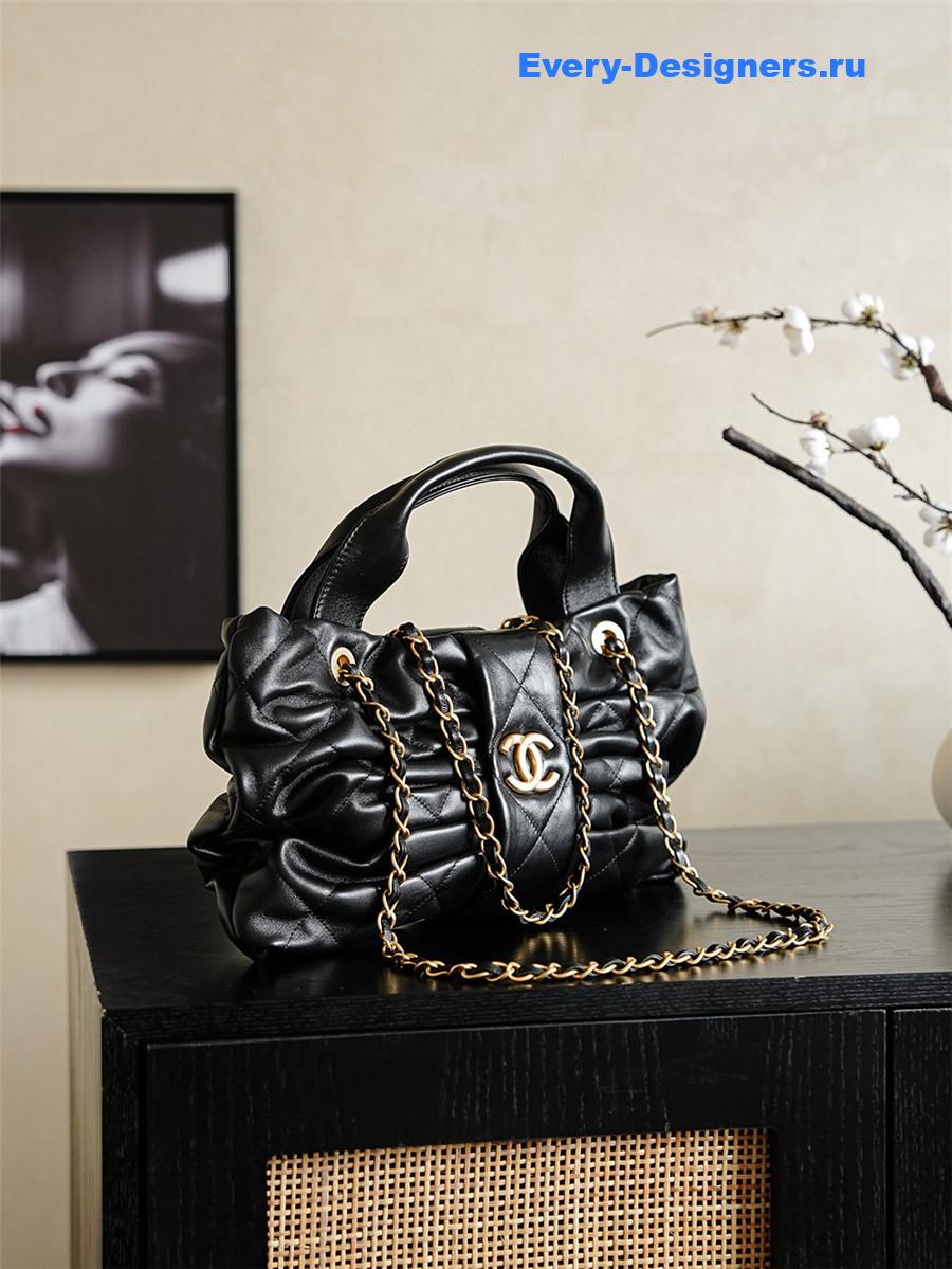 Ch**el black lambskin bow bag
