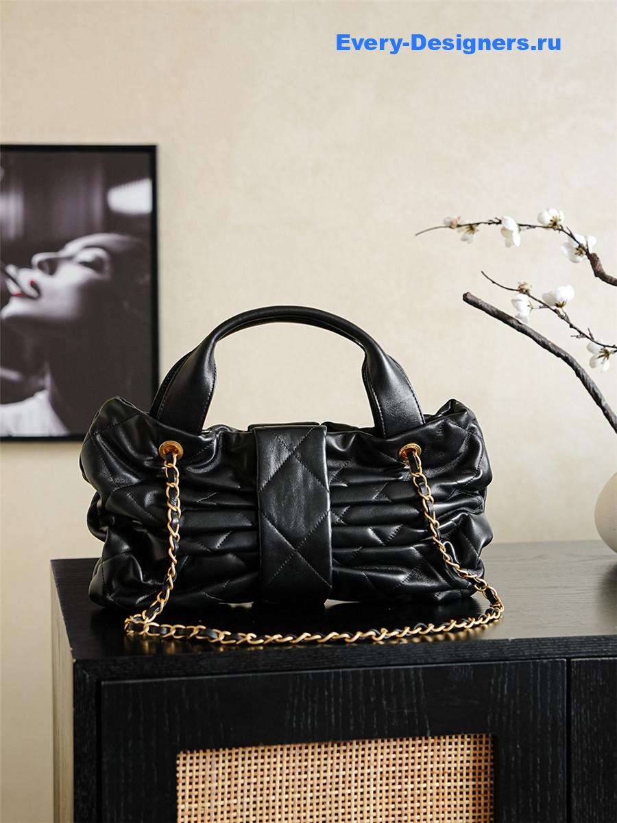 Ch**el black lambskin bow bag