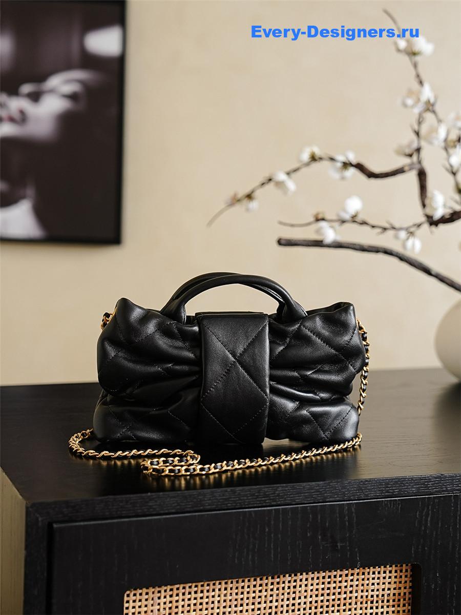 Ch**el black lambskin small bow bag
