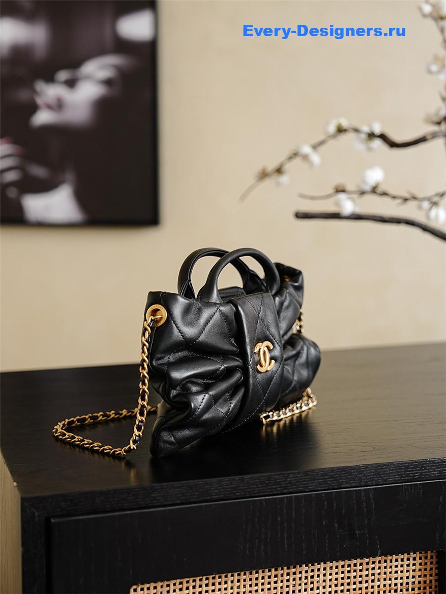 Ch**el black lambskin small bow bag