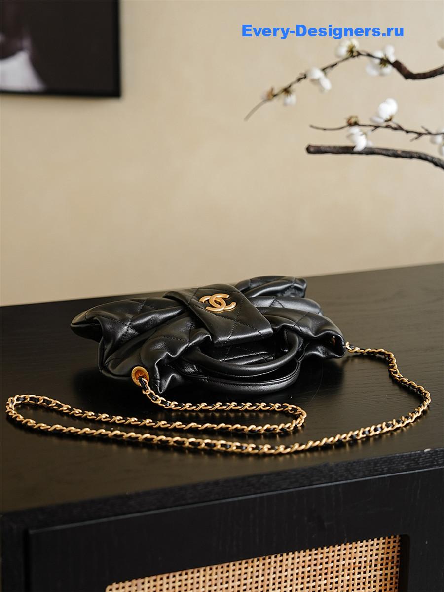 Ch**el black lambskin small bow bag