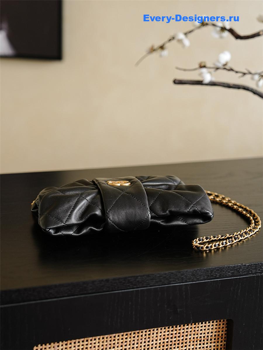 Ch**el black lambskin small bow bag