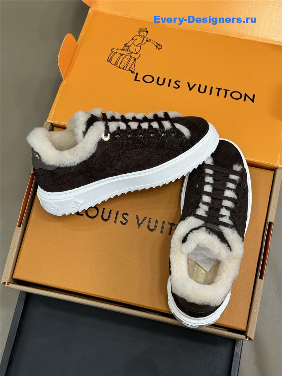 l0vis Vvtt0n dark brown time out shearling sneakers