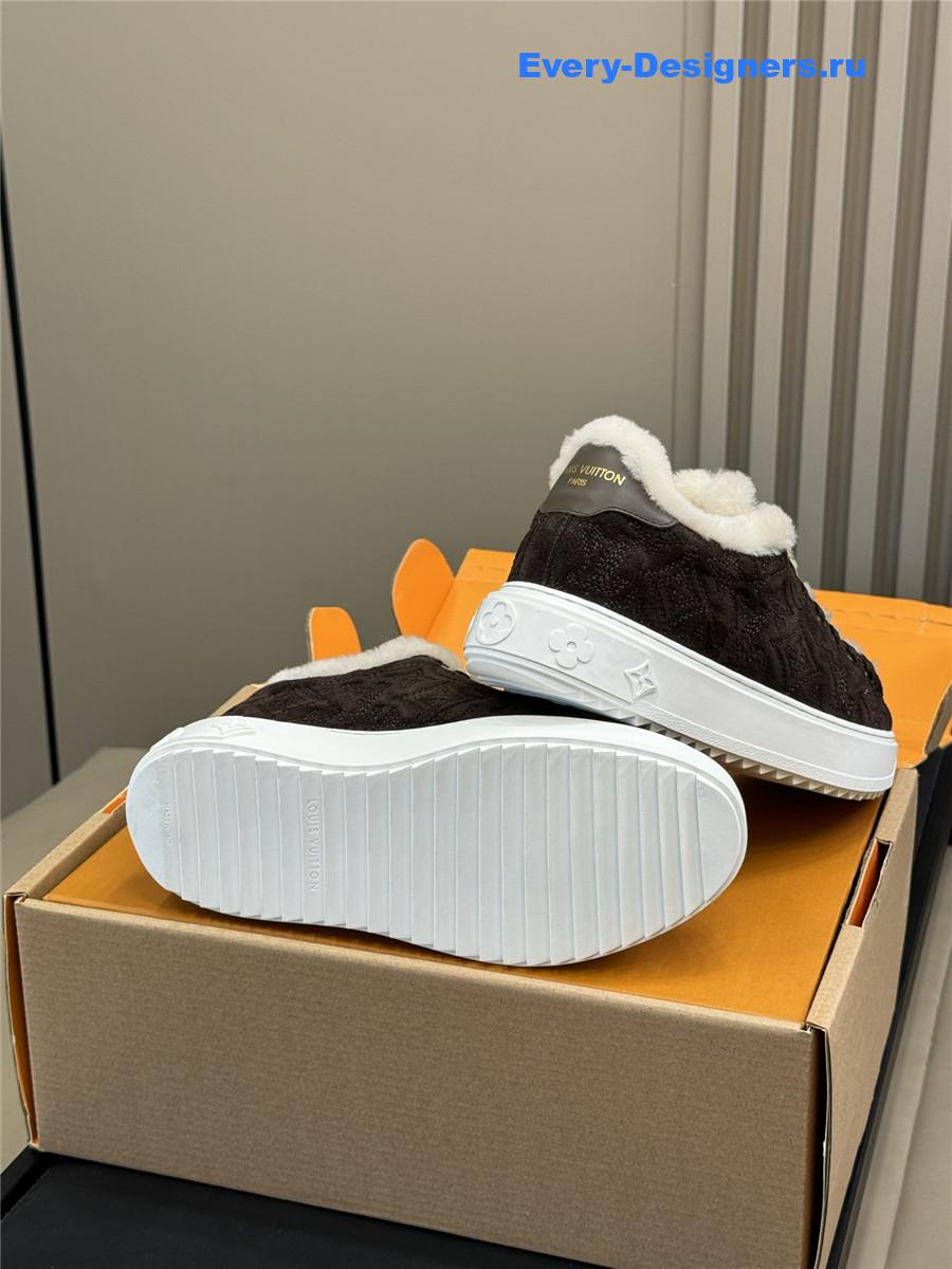 l0vis Vvtt0n dark brown time out shearling sneakers