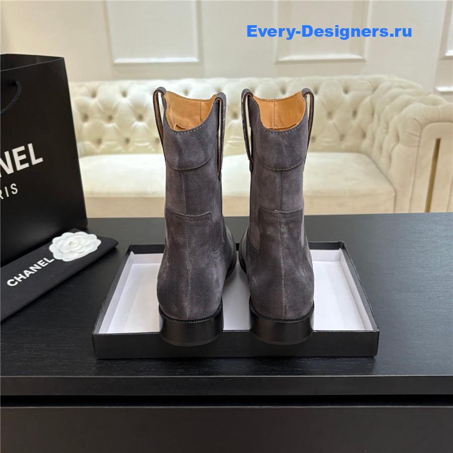 Ch**el cc purple suede block heel ankle boots