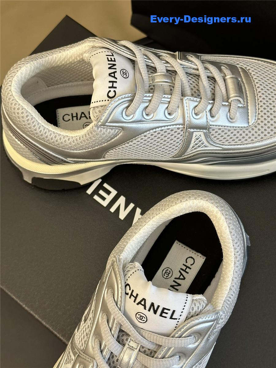Ch**el gray silver cc logo runner sneaker