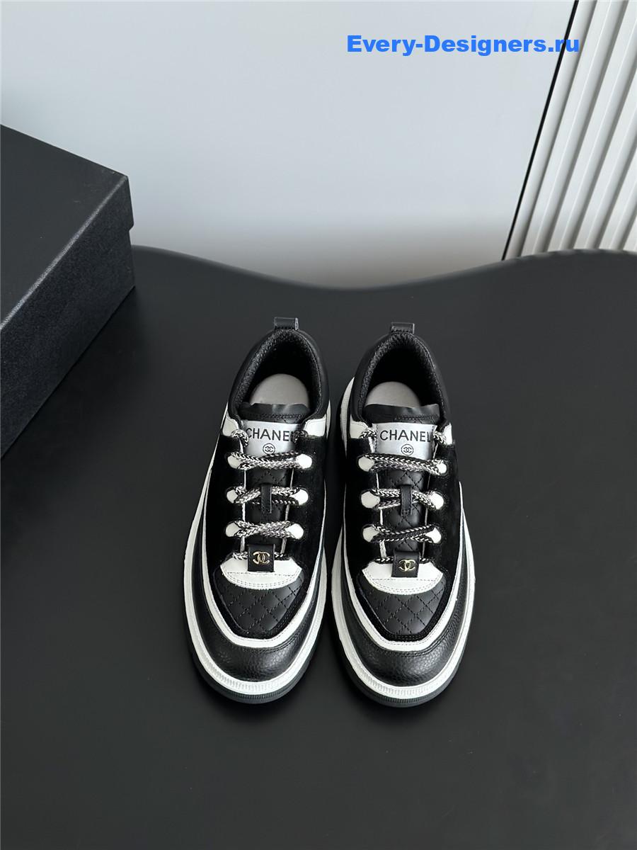 Ch**el white & black suede calfskin sneakers