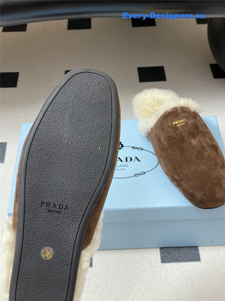 Pra*a dark brown suede mules